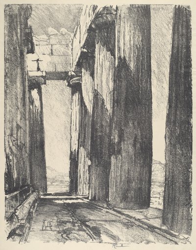 Portyk Partenonu, 1913. autorstwa Joseph Pennell