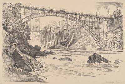 Stalowy most, 1910. autorstwa Joseph Pennell