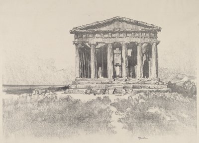 Świątynia nad morzem, Świątynia Zgody, Girgenti, 1913. autorstwa Joseph Pennell