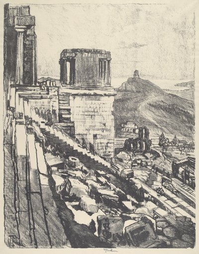 Świątynia Nike, Ateny, 1913. autorstwa Joseph Pennell
