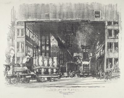 Urny, rzucanie dużych muszli, 1916. autorstwa Joseph Pennell