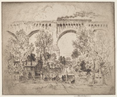 Wiadukt, D., L. & W. w Nicholson, Pa. autorstwa Joseph Pennell