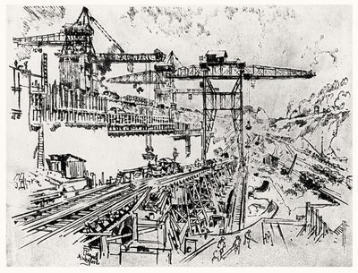 Śluza Mury Miraflores, płyta XXIII z Kanału Panamskiego autorstwa Josepha Pennella, 1912 (węgiel na papierze) autorstwa Joseph Pennell
