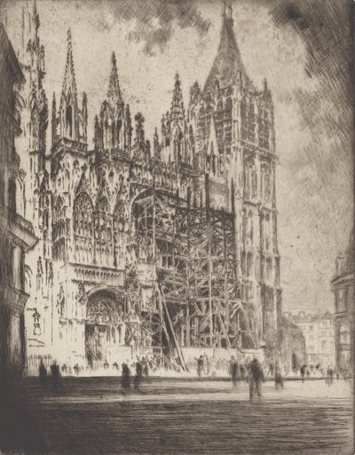 Front Zachodni, Katedra w Rouen, 1907. autorstwa Joseph Pennell