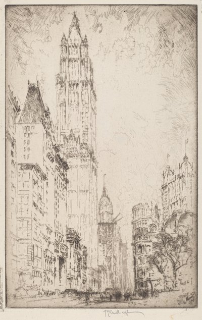Budynek Woolworth autorstwa Joseph Pennell