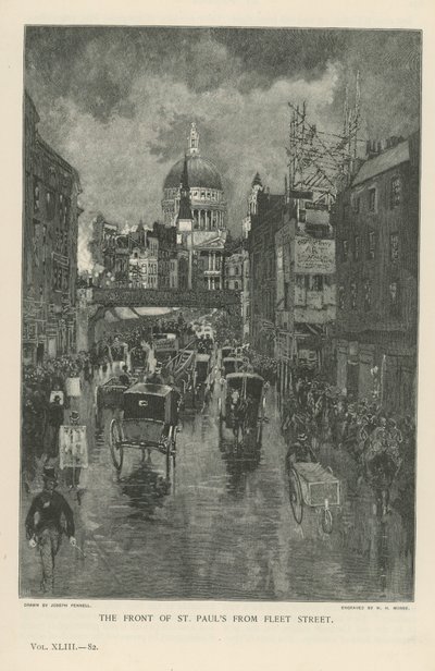 Front katedry św. Pawła od strony Fleet Street autorstwa Joseph Pennell