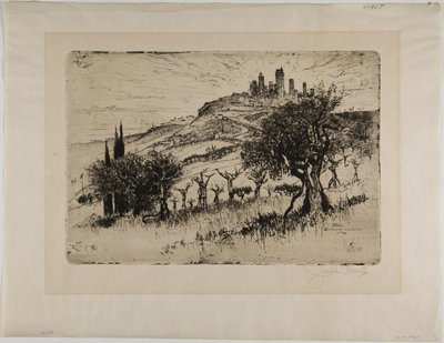 Wieże San Gimignano, poza murami autorstwa Joseph Pennell