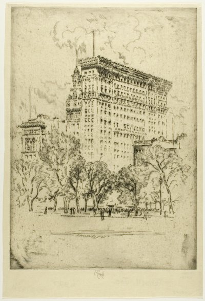 Union Square i Bank of Metropolis autorstwa Joseph Pennell