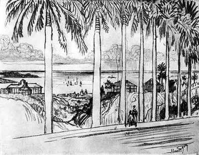 Widok z Ancon Hill, tablica XXV z The Panama Canal autorstwa Josepha Pennella, 1912 (węgiel drzewny na papierze) autorstwa Joseph Pennell