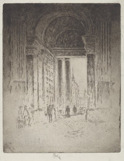 Zachodnie drzwi, kościół św. Pawła autorstwa Joseph Pennell