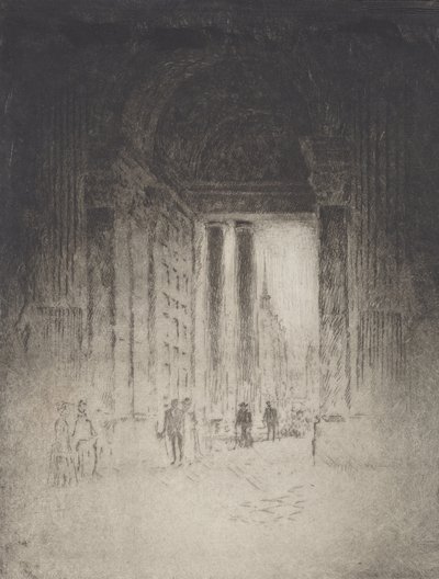 Zachodnie drzwi, kościół św. Pawła, 1903. autorstwa Joseph Pennell