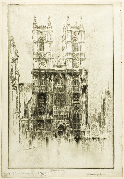 Front Zachodni, Opactwo Westminsterskie autorstwa Joseph Pennell