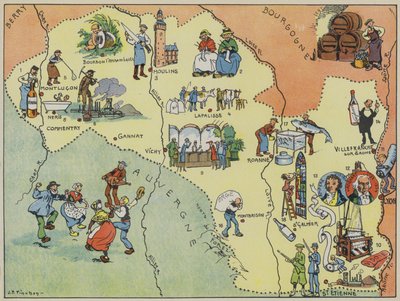 Bourbonnais-Lyonnais (litografia kolorowa) autorstwa Joseph Porphyre Pinchon