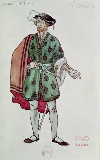 Projekt kostiumów dla Fausta z "Potępienia Fausta" (1846) Hectora Berlioza (1803-69) 1906-08 (akwarela na papierze) autorstwa Joseph Porphyre Pinchon