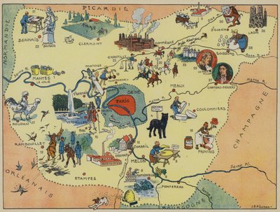 Ile-De-France (druk kolorowy) autorstwa Joseph Porphyre Pinchon