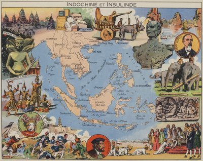 Indochiny i Insulinde (kolorowa litografia) autorstwa Joseph Porphyre Pinchon