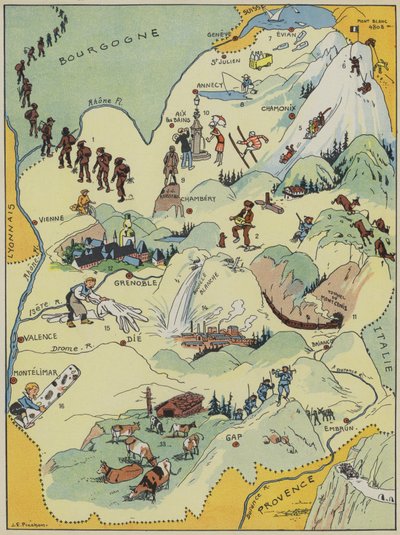 Savoie-Dauphine (litografia kolorowa) autorstwa Joseph Porphyre Pinchon