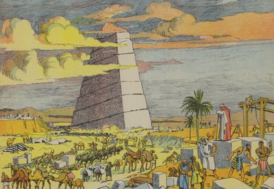 Wieża Babel (kolorowa litografia) autorstwa Joseph Porphyre Pinchon
