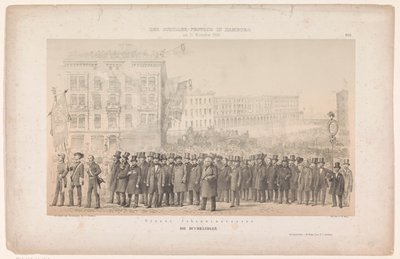 Handel książkami Optocht van w Hamburgu Grosse Johannisstrasse / Księgarze (tytuł na obiekcie) Optocht w Hamburgu tere van Friedrich von Schiller (tytuł serii) Korowód Schillera w Hamburgu (tytuł serii na obiekcie) autorstwa Joseph Puschkin