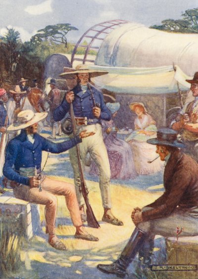 1820 Osadnicy i ich konwoje burskie (kolorowa litografia) autorstwa Joseph Ratcliffe (after) Skelton