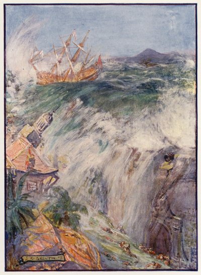 Zniszczenie Port Royal na Jamajce autorstwa Joseph Ratcliffe (after) Skelton