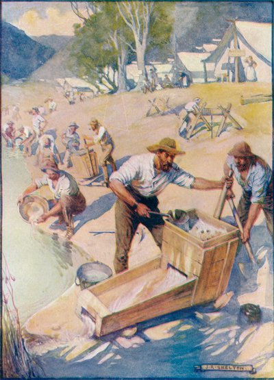 Cały dzień słychać było dźwięk kilofa i dudnienie kołyski, c1908, c1920. autorstwa Joseph Ratcliffe Skelton