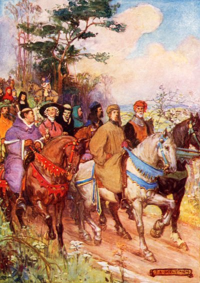Pielgrzymi Chaucera, prowadzeni przez niego samego autorstwa Joseph Ratcliffe Skelton
