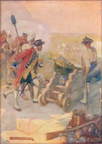 Clive sam wystrzelił jedną z broni, c1908, c1920. autorstwa Joseph Ratcliffe Skelton