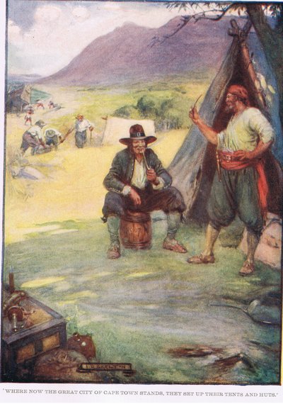 Tam, gdzie stoi wielkie miasto Cape Town, rozbili swoje namioty i chaty autorstwa Joseph Ratcliffe Skelton