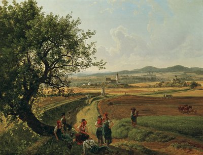 Widok na posiadłość Emmersdorf i zamek Rothenhof z opactwem w Melk w tle autorstwa Joseph Rebell