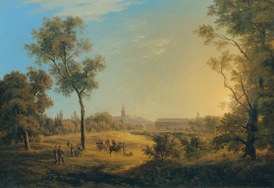 Scena z wojen napoleońskich: Widok Kaiserebersdorf autorstwa Joseph Rebell