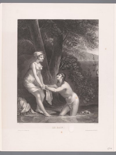 Kąpiel Daphnis i Chloe Le Bain (tytuł na obiekcie) autorstwa Joseph Rose Lemercier