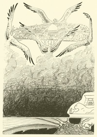 Czterech dżinów o skrzydłach mew (rycina) autorstwa Joseph Rudyard (after) Kipling