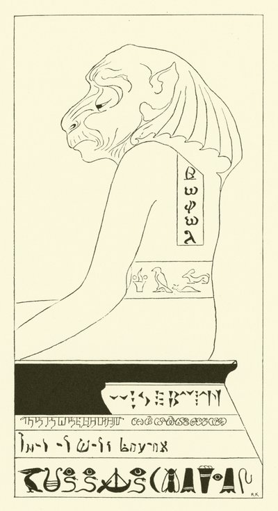 Wise Bavian, pawian z głową psa (rycina) autorstwa Joseph Rudyard (after) Kipling