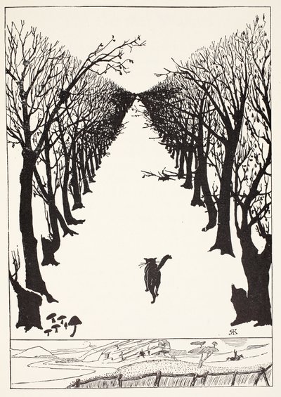 The Cat that Walked by Himself, ilustracja z "Just So Stories for Little Children" Rudyard Kipling, pub. London, 1951 autorstwa Joseph Rudyard Kipling