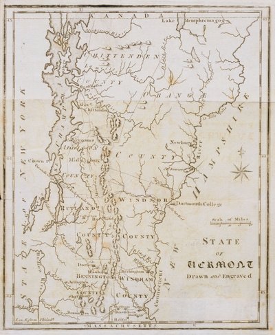 Mapa stanu Vermont autorstwa Joseph Scott