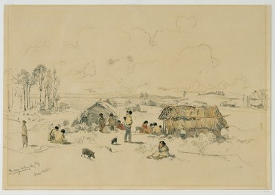 Maori-Dorf am Fluss Mangatawhiri, Auckland (Neuseeland) autorstwa Joseph Selleny