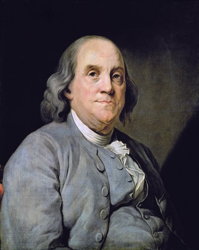 Portret Benjamina Franklina (kolor lito) autorstwa Joseph Siffred (after) Duplessis