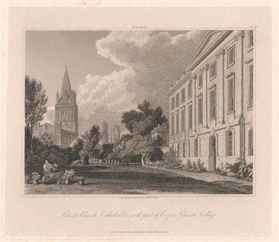 Christ Church Cathedral i część Corpus Christi College autorstwa Joseph Skelton