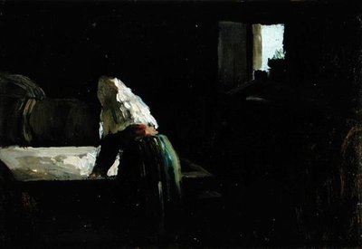 Kobieta myjąca (olej na panelu) autorstwa Joseph Stella