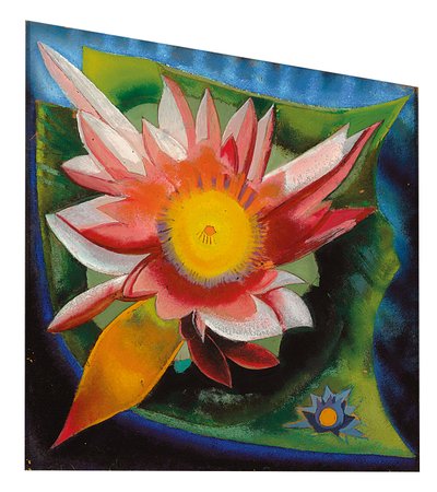 Lilia wodna, ok. 1924 (olej na szkle) autorstwa Joseph Stella