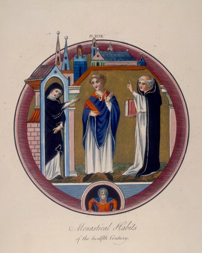 „Nawyki klasztorne XII wieku”, c1797 autorstwa Joseph Strutt