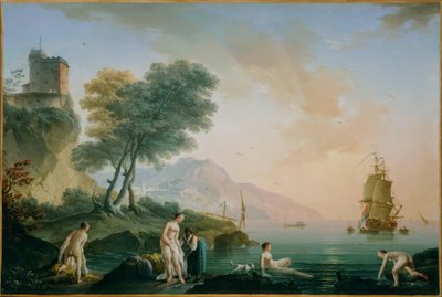 Dziewczyny kąpiące się nad brzegiem morza autorstwa Claude Joseph Vernet