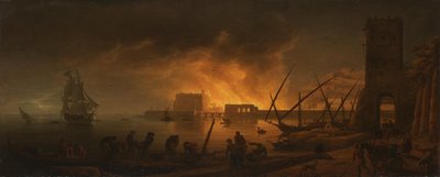 Pożar w porcie morskim w nocy, 1748 r. autorstwa Joseph Vernet