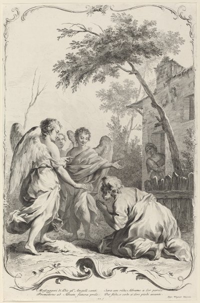 Abraham klęczący przed trzema aniołami autorstwa Joseph Wagner