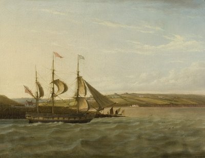 Statek przechodzący Portishead, ok. 1832 (olej na płótnie) autorstwa Joseph Walter