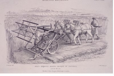 Bells ulepszył maszynę do zbioru przez Crosskill, c1840s. autorstwa Joseph Wilson Lowry