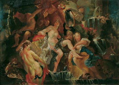 Kąpiel Diany (Rewers: Edukacja chłopca Bachusa) autorstwa Joseph Winterhalder d. J.