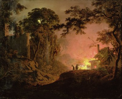 Domek w ogniu autorstwa Joseph Wright of Derby