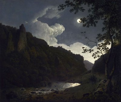 Dovedale w świetle księżyca autorstwa Joseph Wright of Derby